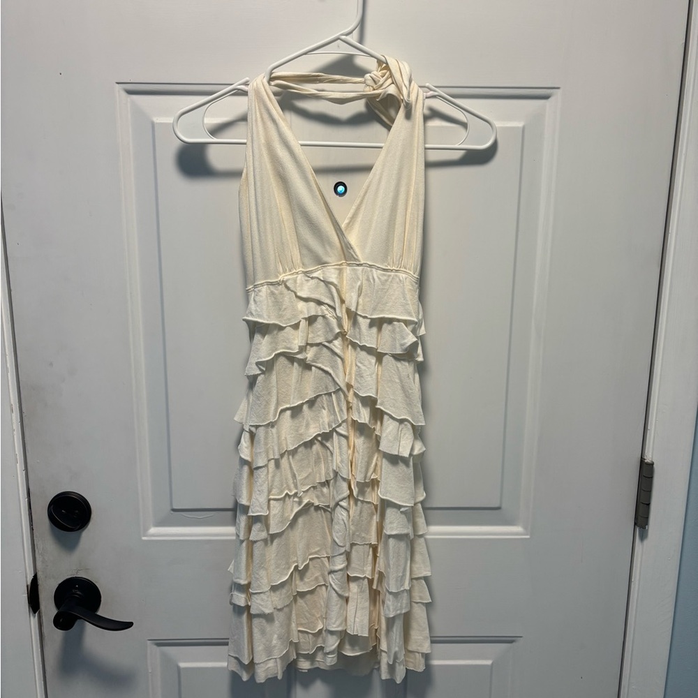 Express Cream Ruffled Mini Dress